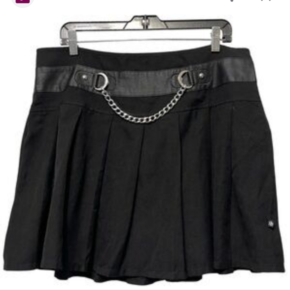 VTG  Royal Bones Black Pleated Mini Skirt Goth Punk Rock Grunge Skater Size S